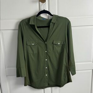 J. McLaughlin Olive Green Button-Front Top